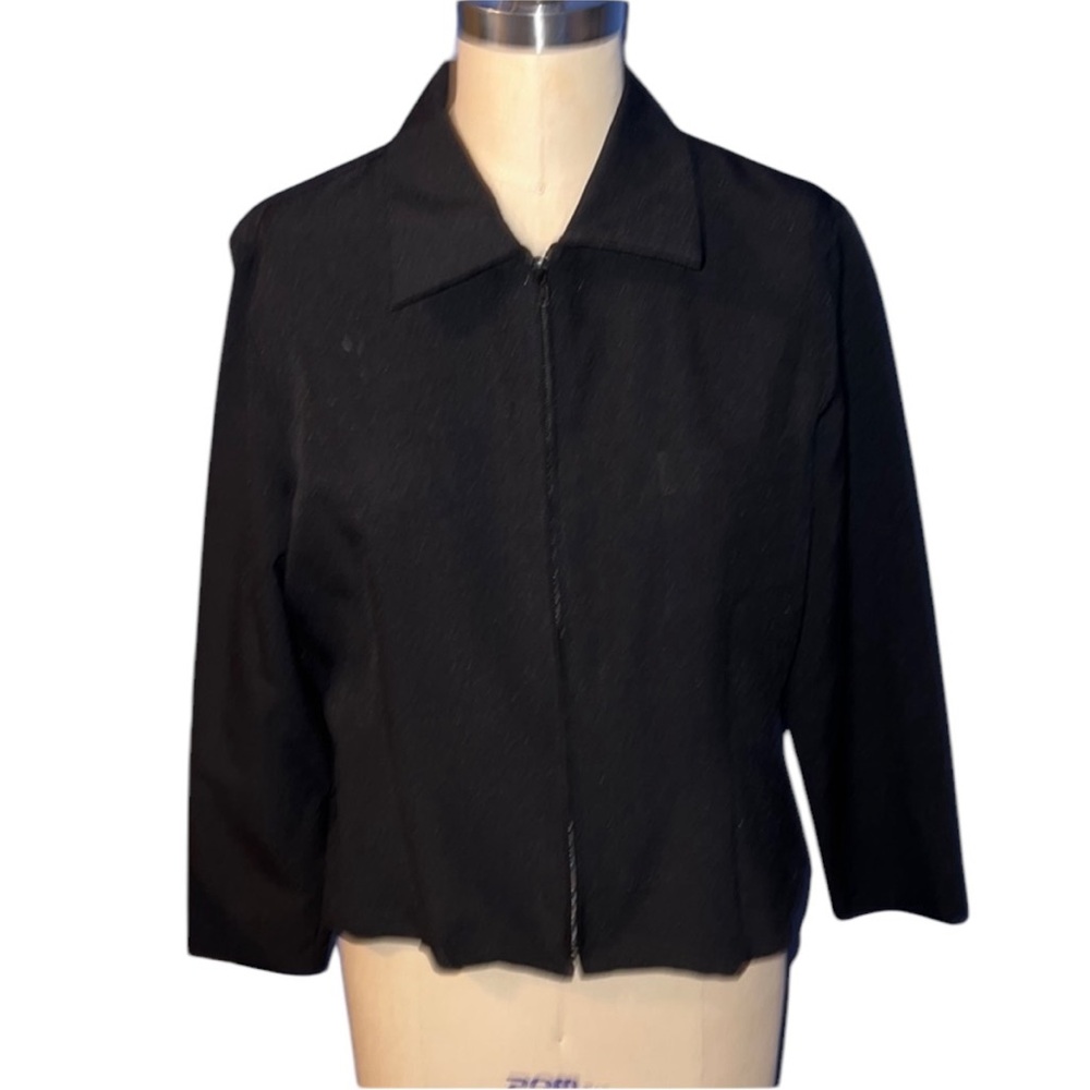 Vintage Basic Editions Black Zip Up Jacket Front … - image 1